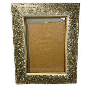 Vtg Victorian Rose Flower Gold Tone Wood Photo Picture Frame 5X7 Weston Gallery